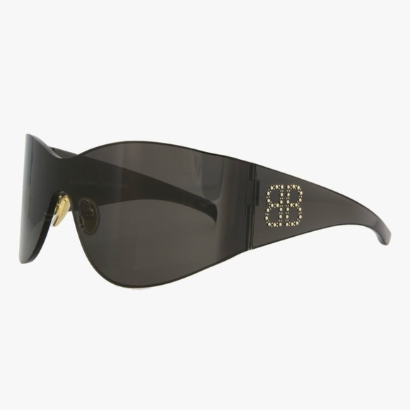 Balenciaga Black & Gold Rhinestone Sunglasses Luxury Designer Eyewear - Picture 1 of 4